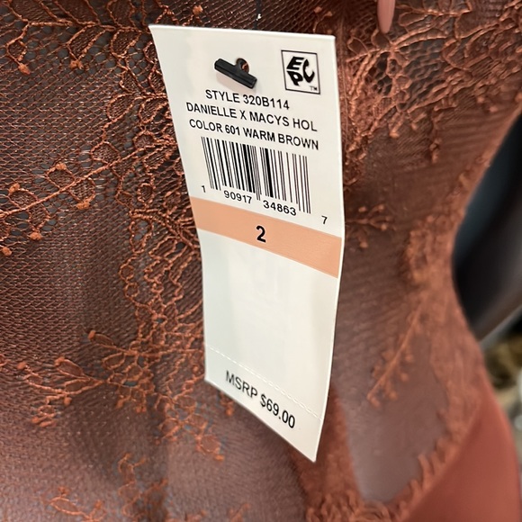 NWT Danielle Bernstein Brown Lace Thong Sleeveless Bodysuit Top - Picture 3 of 9